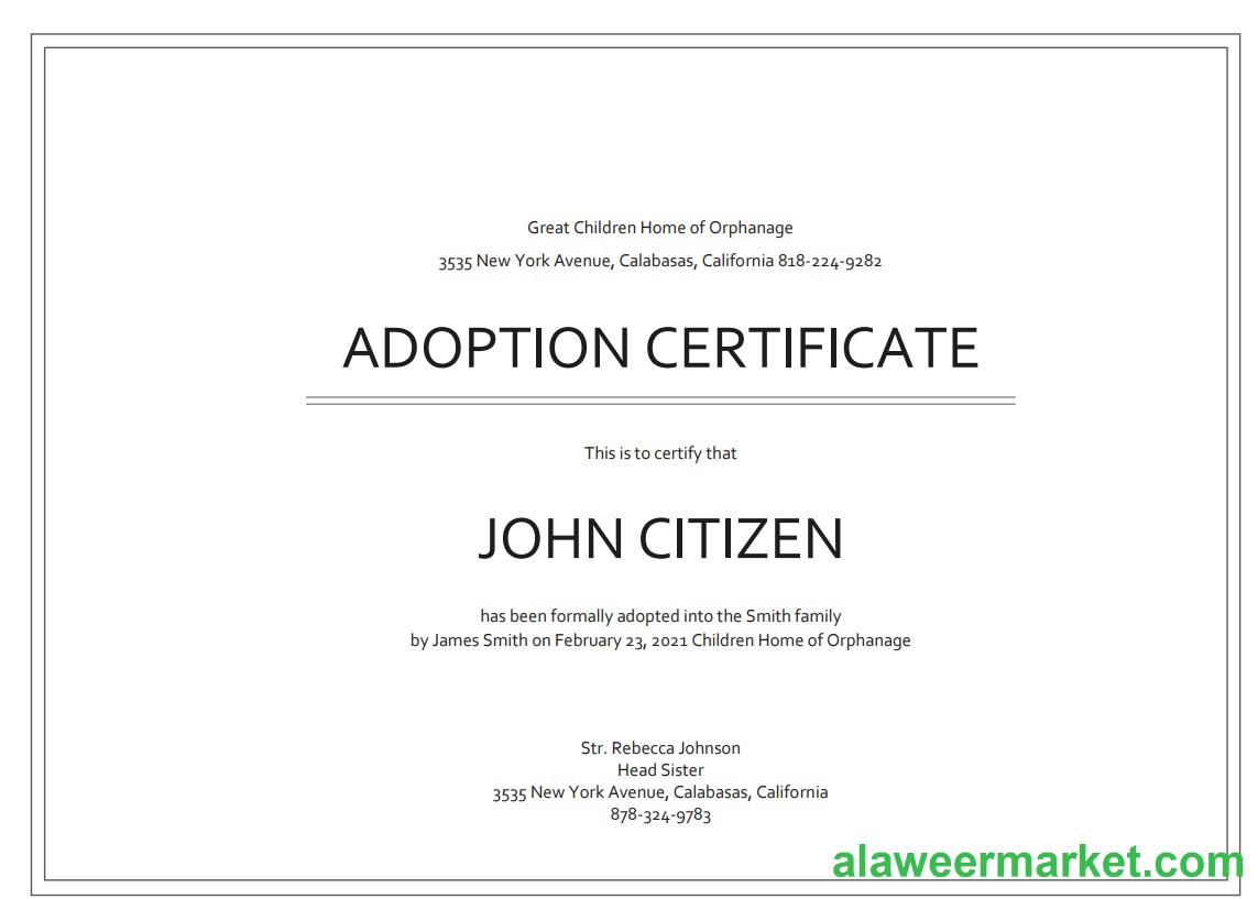 USA Adoption Certificate